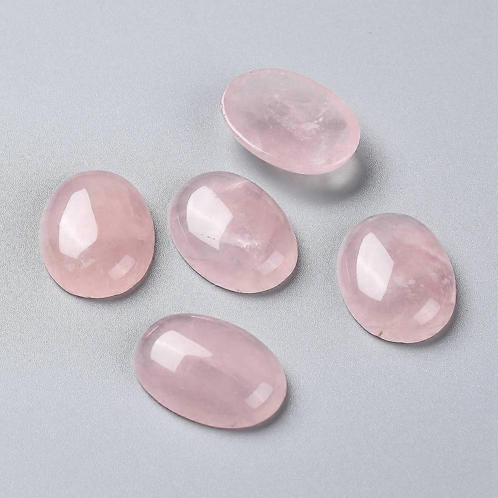 5pcs Rose Quartz Cabochons Oval 24~25x17~18x6~7mm