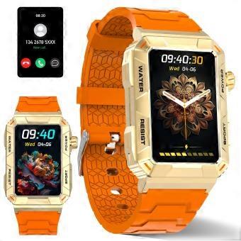 Military Smart Watch Men Bluetooth Call, 1.57in HD Tactical, 100+ Sports Modes, Heart Rate SpO2 Sleep Tracker, Orange Outdoor for iPhone Android