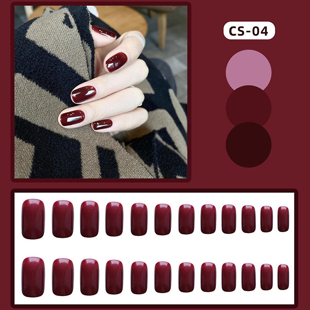 Wine Red Artificial Nails Thin Easy To Apply & Remove Fake Nails