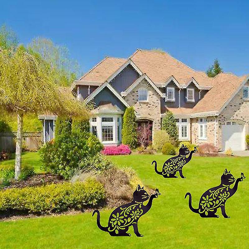 2pc Decorative Garden Cat Plug-in Statue