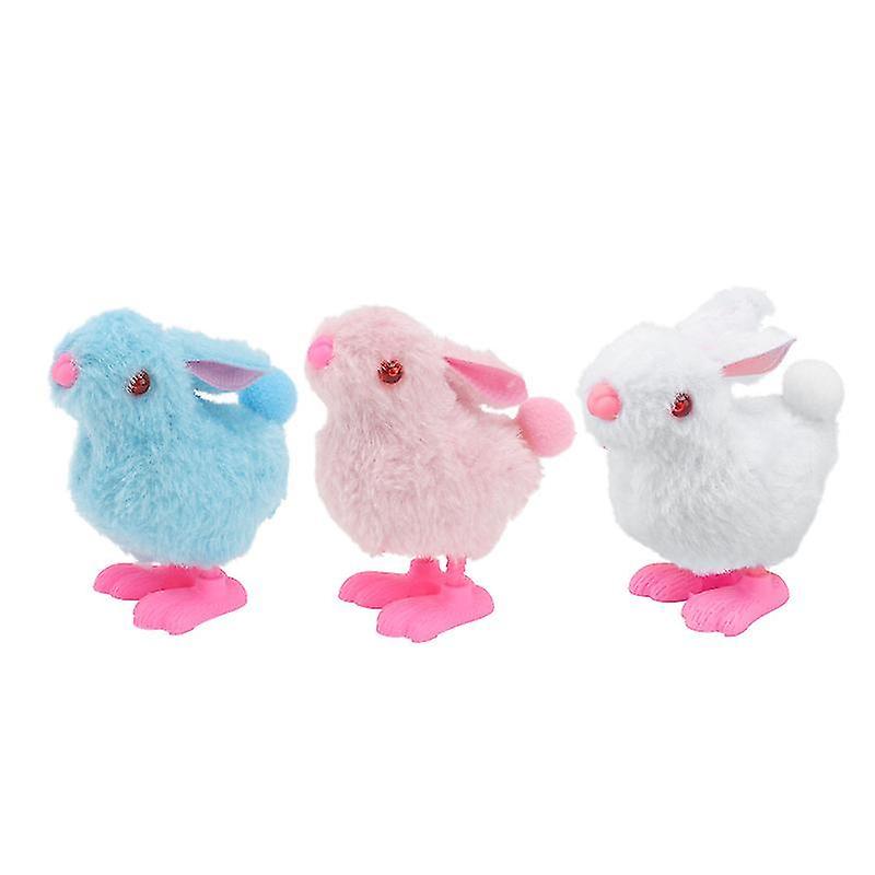 9.5X7cm Random Color Toy Gift Baskets 3pcs Rabbit Plush Dolls Rabbit Toys Wind-up Doll Toys Lovely R