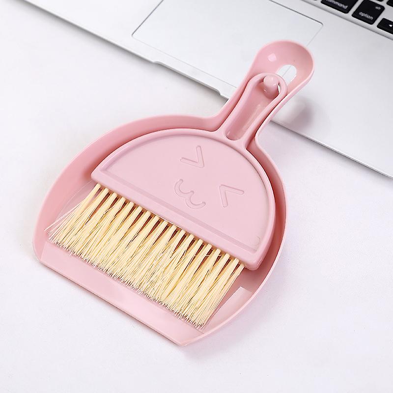 Mini Dustpan Soft Bristle Broom and Brush (Pink) 20.5*13*10.5cm