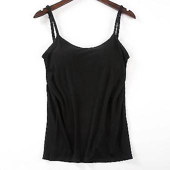 Women's Adjustable Strap Tank Top With Built-In Padded Bra – Cami Vest, Black/White/Gray - View #2