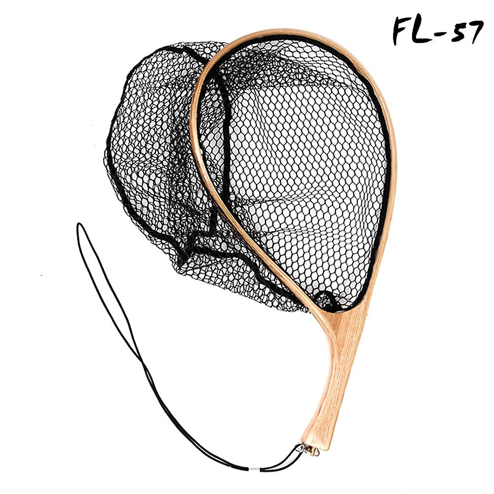 Fly Fishing Landing Net Mesh Trout Catch Wooden Frame Handle Portable Accessories