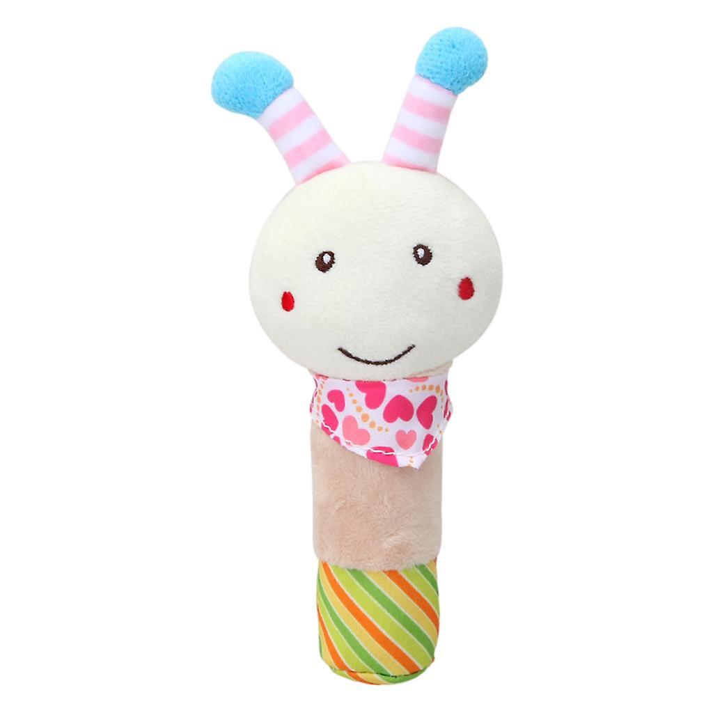 Animal Shape Hand Rattles Squeaker Sticks Handbells Plush Toddlers Bee
