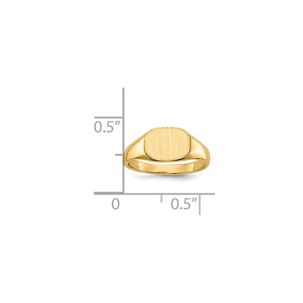 14k Yellow Gold Polished and satin Signet Ring Size 2.5 Band Style-Ring for Women - 2.1 Grams