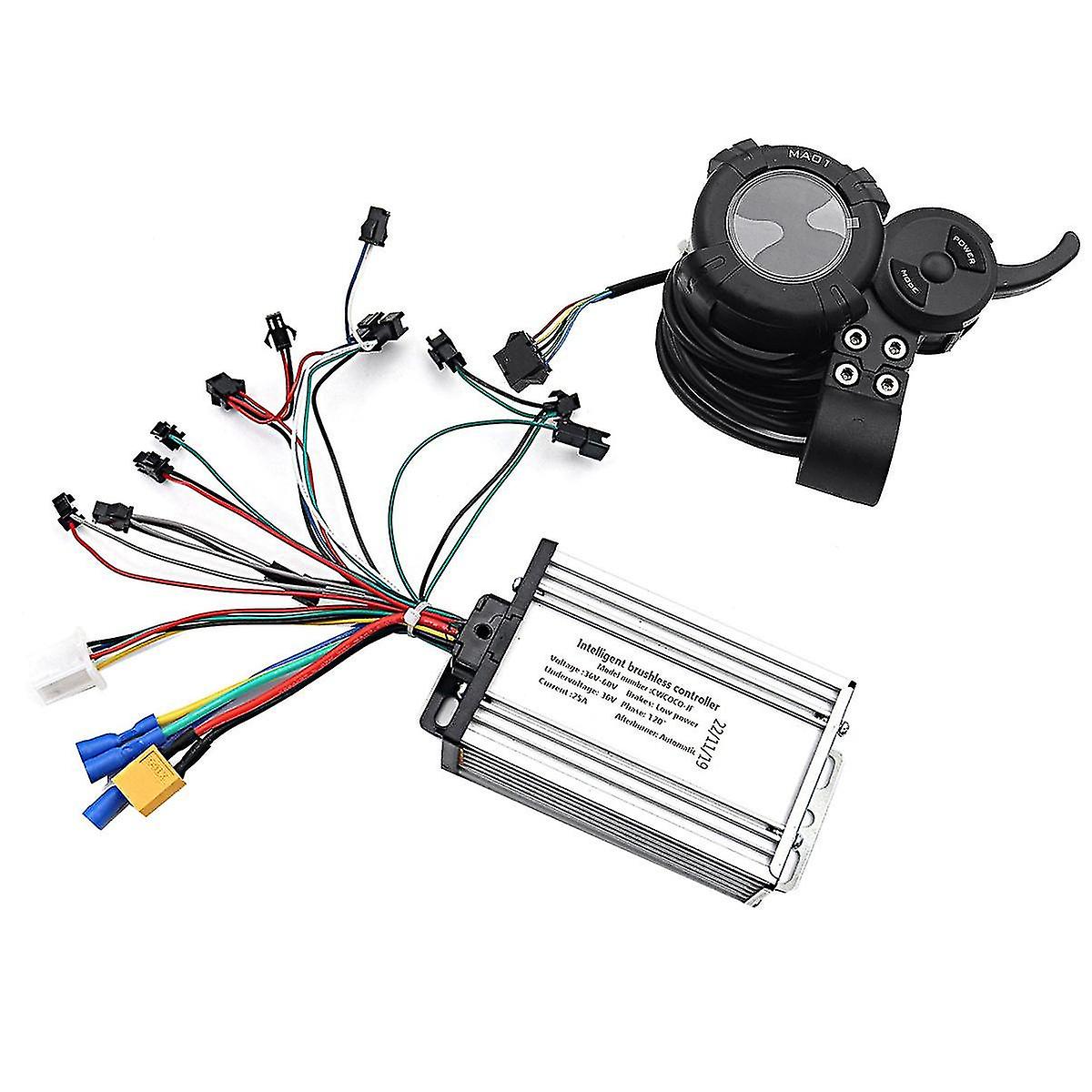 Electric Scooter 36v-60v 25a Brushless Controller+36v-72v Ma01 Lcd Display For 6 Tube Universal Con