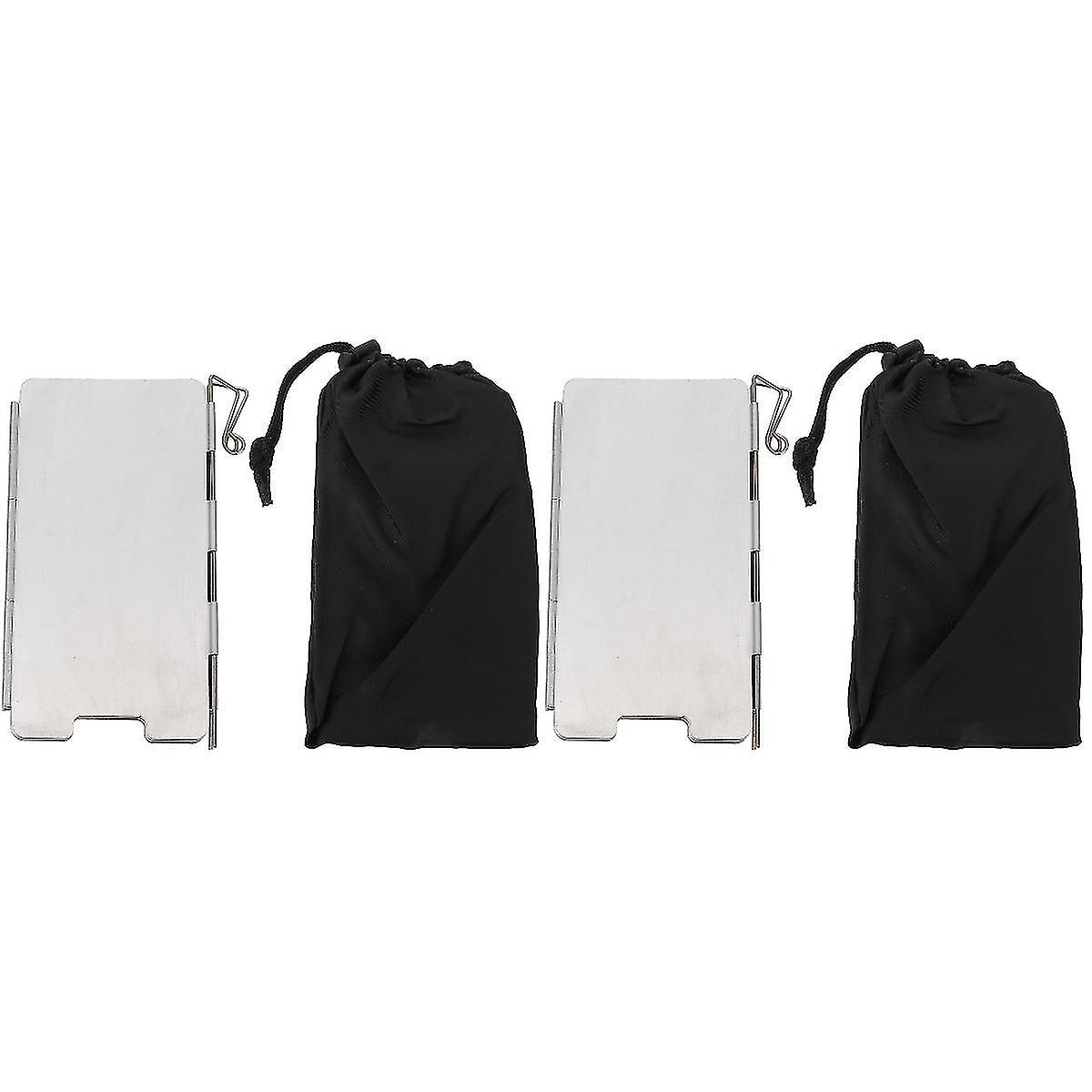 2 세트 알루미늄 합금 앞 유리 요리 냄비 바람 스크린 야외 접이식 앞 유리