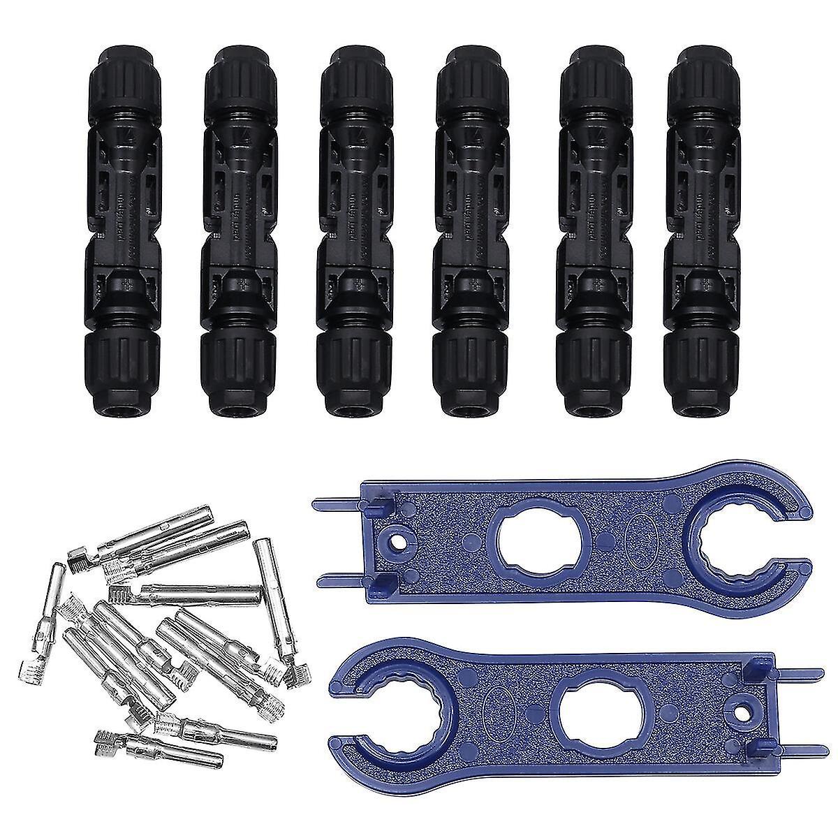6 Sets Solar Panel Cable Connectors Male Female Waterproof Seal Ring Connector Photovoltaic Connecto