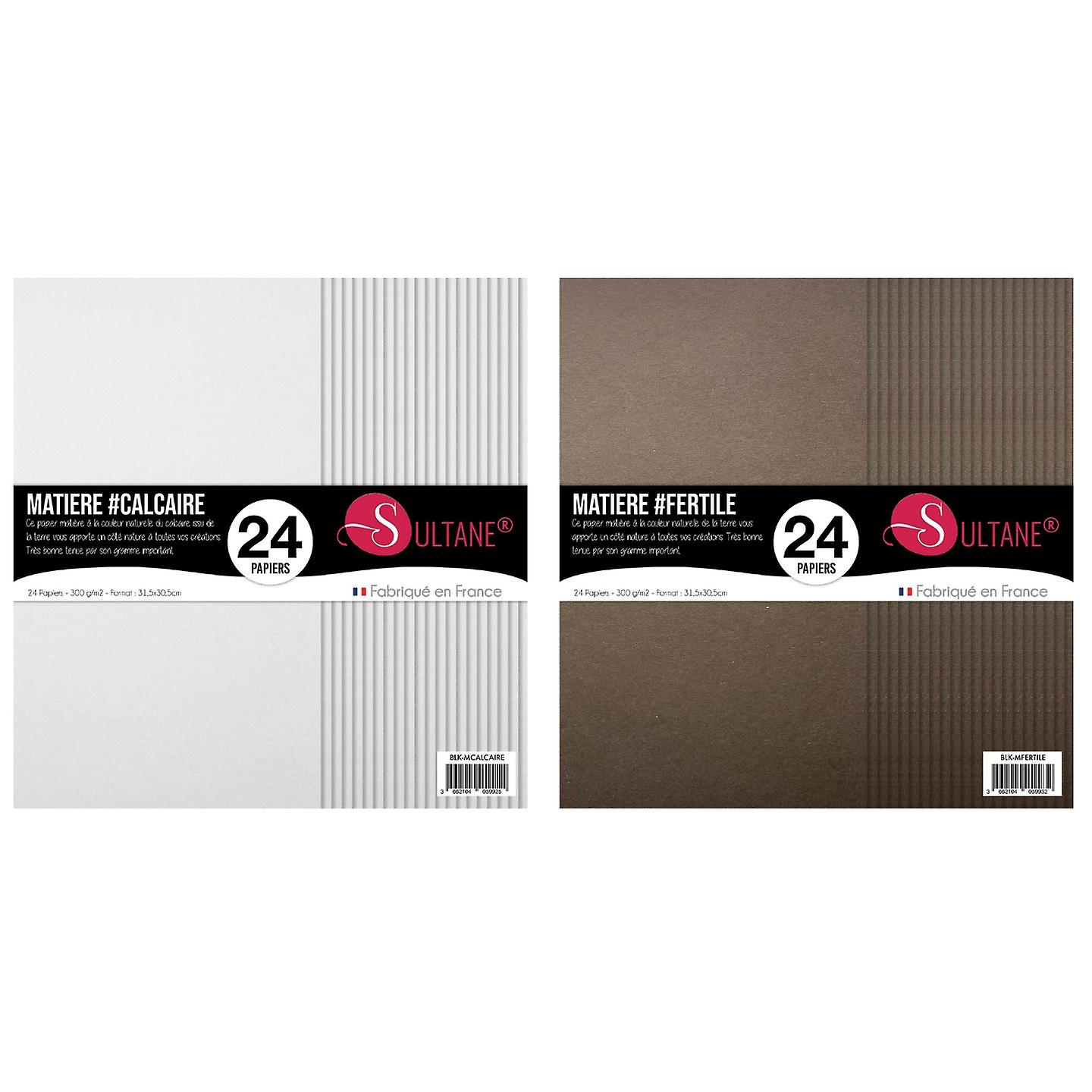 48 张剪贴簿纸 石灰 + 棕色 - 300g/m2