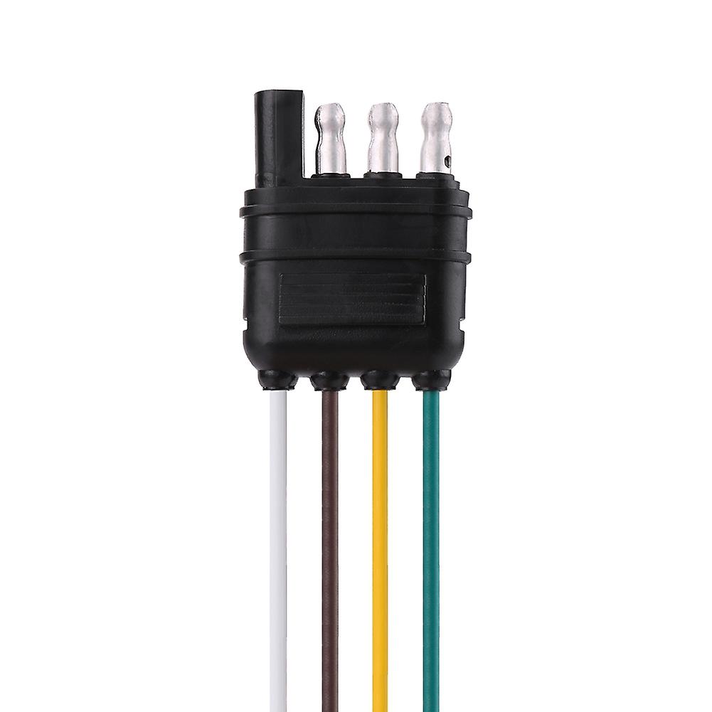 6-24V 4 Pin Flat Trailer Plug Socket Connector Adapter Black