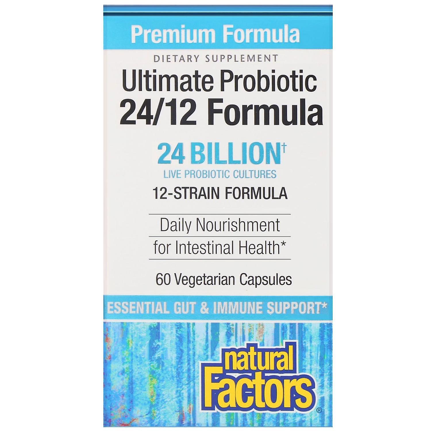 Natural Factors, Ultimate Probiotic, 24/12 Formula, 24 Billion CFU, 60 Vegetaria
