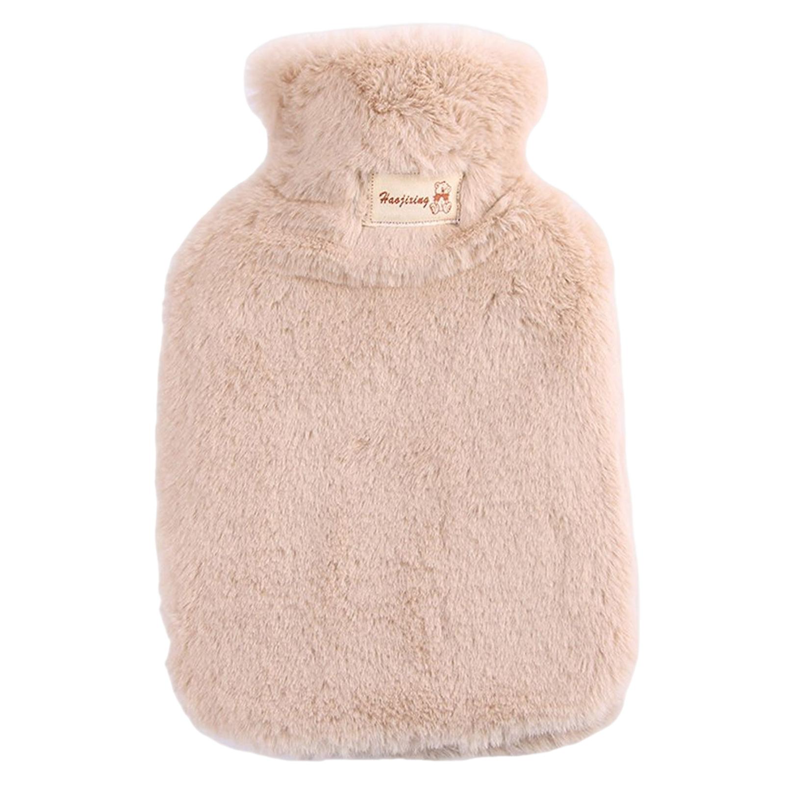 Cute Hot Water Bottle 1/2L PVC Leak-Proof Bed Bottle with Plush Cover Long Term Heat for Winter