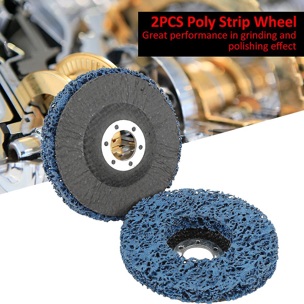 2Pcs 115mm Blue Poly Strip Wheel Disc Paint Rust Removal Tool for Angel Grinders