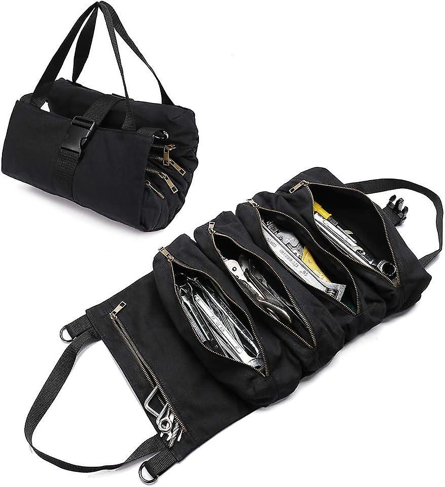 Canvas Tool Bag with 5 Zipped Pockets for Professionals, Black