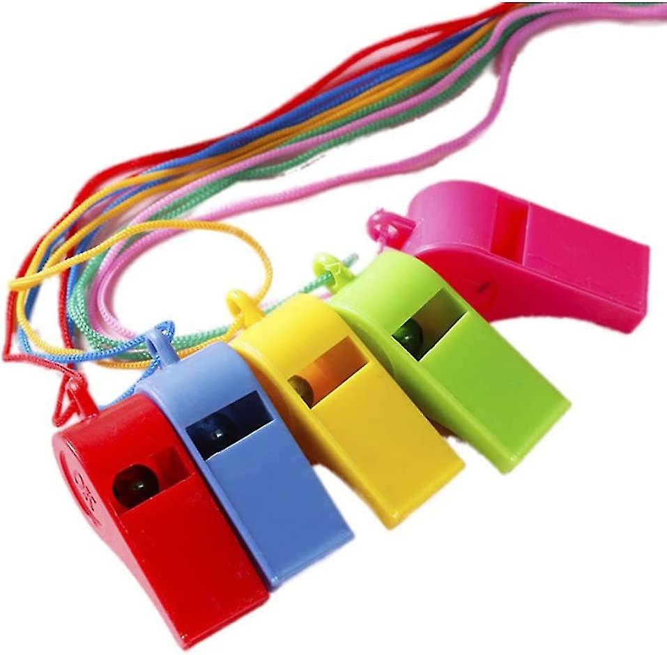 Colorful Whistle With Lanyard: Loud Crisp Sound Whistle Outdoor Emergency Whistle For Referees Officials Soccer (24pcs, Random Color)