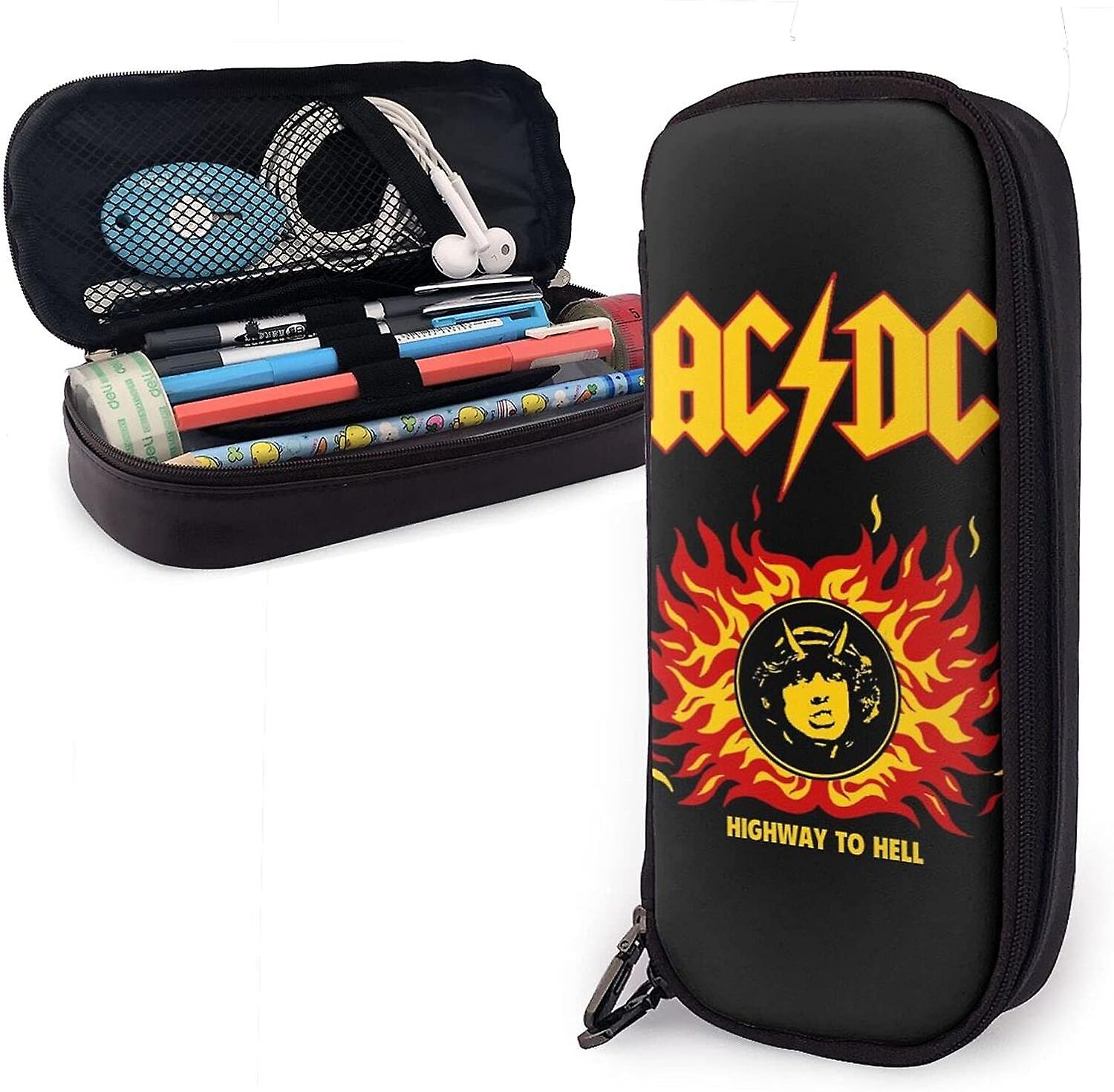 ACDC الطريق السريع إلى الجحيم مقلمة جلدية مقلمة حقيبة قرطاسية مكتب صندوق تخزين محمول مجلد صندوق مستحضرات التجميل bd003503