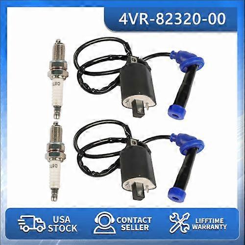 2x Ignition Coil Spark Plug 4VR~82320~00 Fit Yamaha V Star 650 XVS650 1998~2016