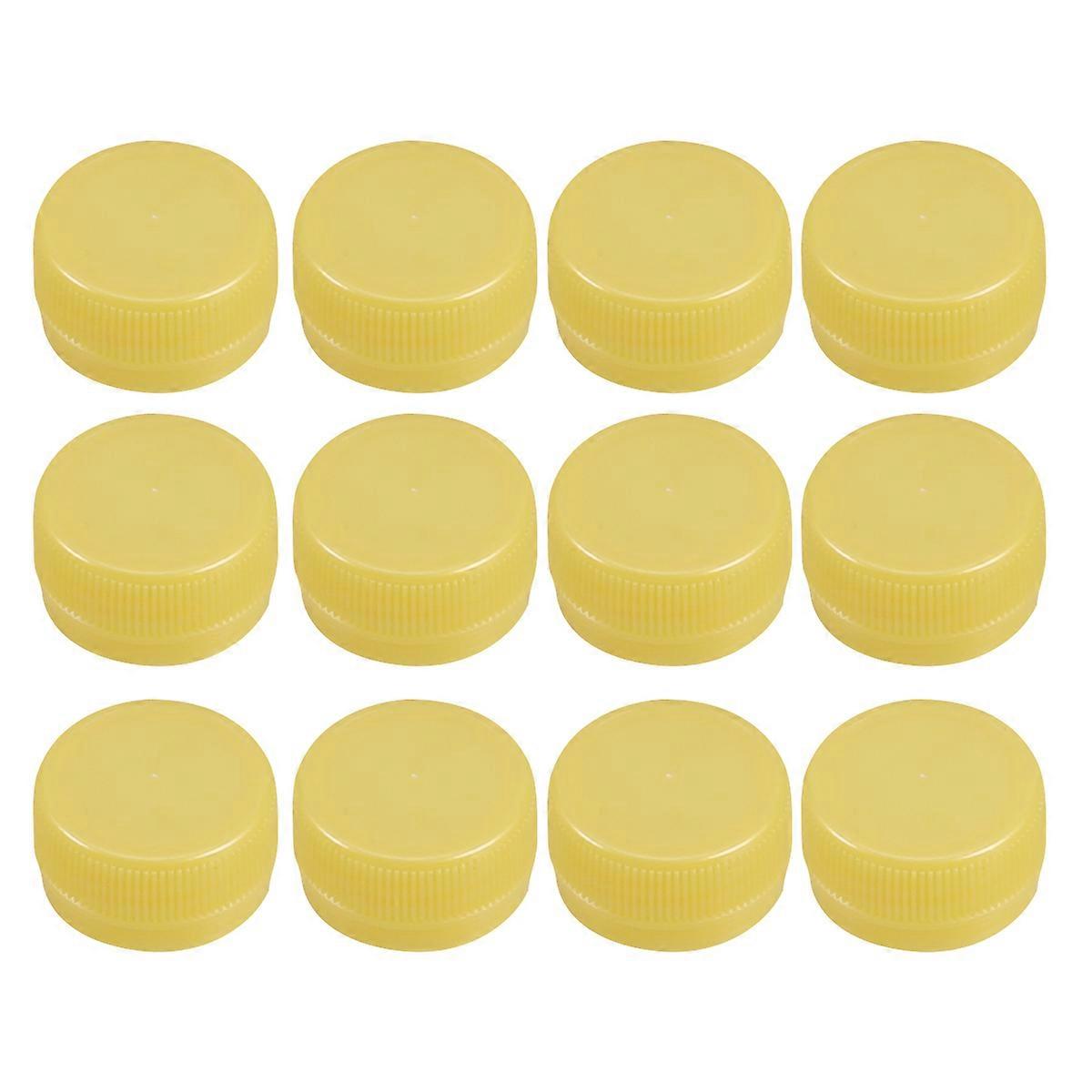100pcs Couvercle De Bouteille De Boisson En Plastique Coloré Bouteille D’eau De Source DIY Bouchons (Jaune)