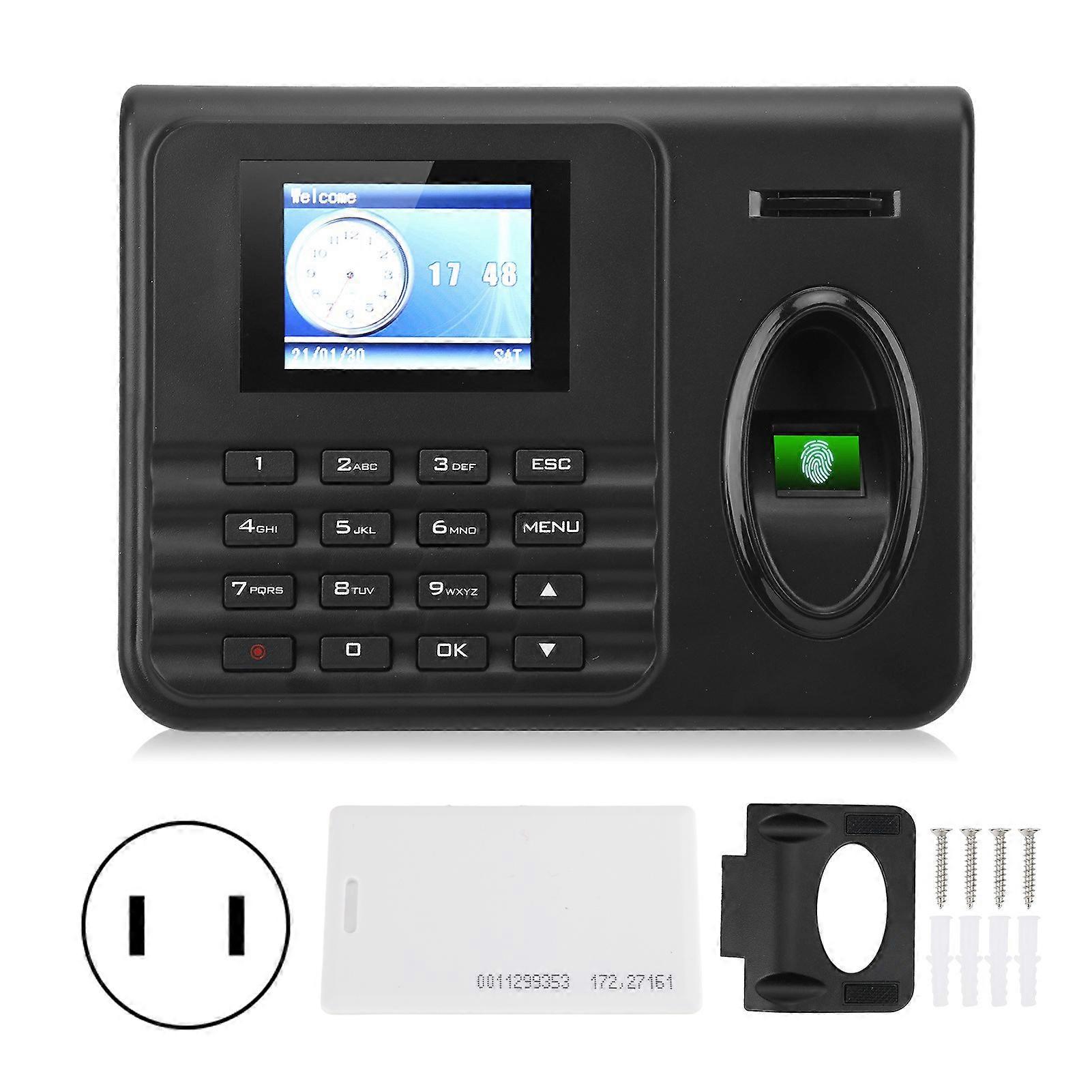 Attendance Machine Time Clock 2.4in Color Screen Biometrics Fingerprint Password Check In Out 100240vus Plug