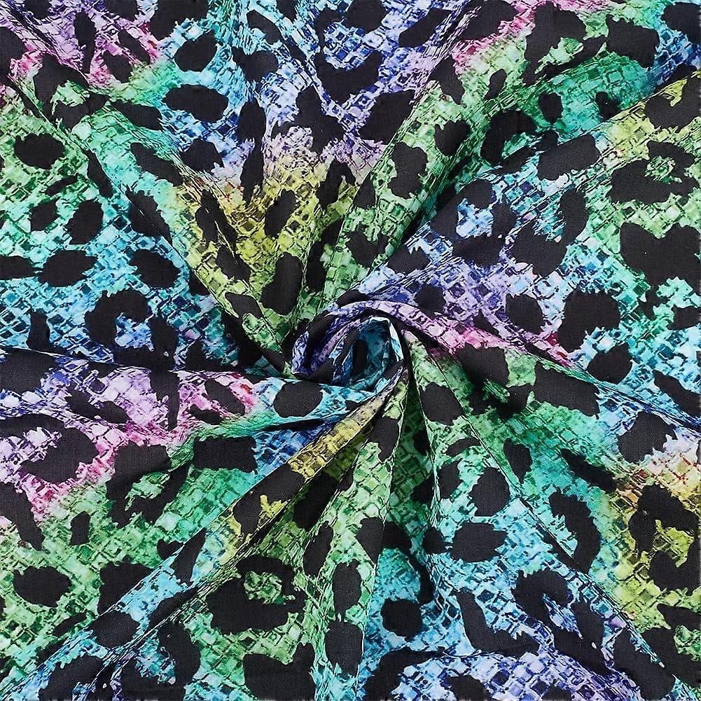 1.1Yard Rainbow Leopard Fabric by The Yard 59.1inch Wide Leopard Print Fabric Polycotton Colorful Leopard Upholstery Fabric