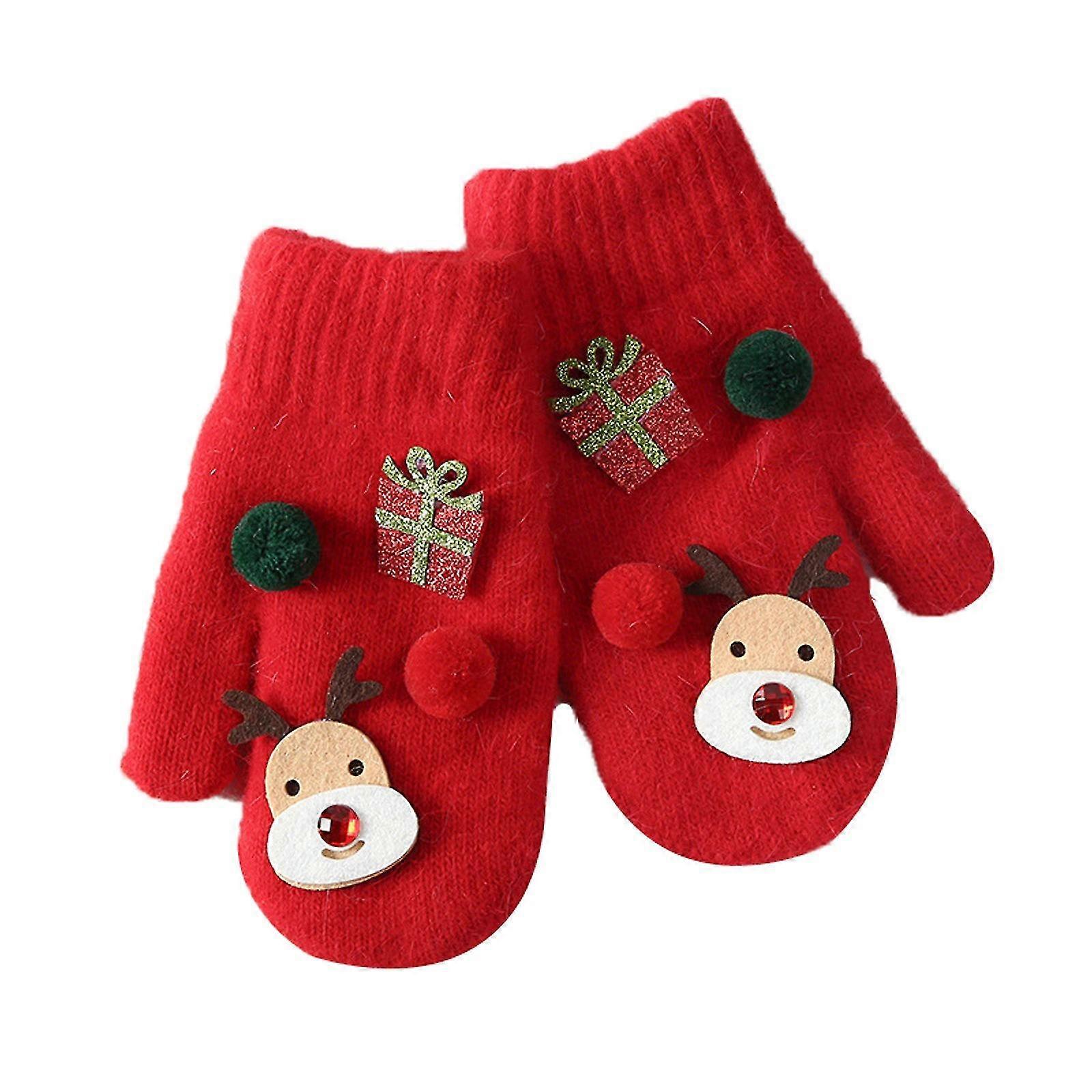 children's elk gift box knitted gloves