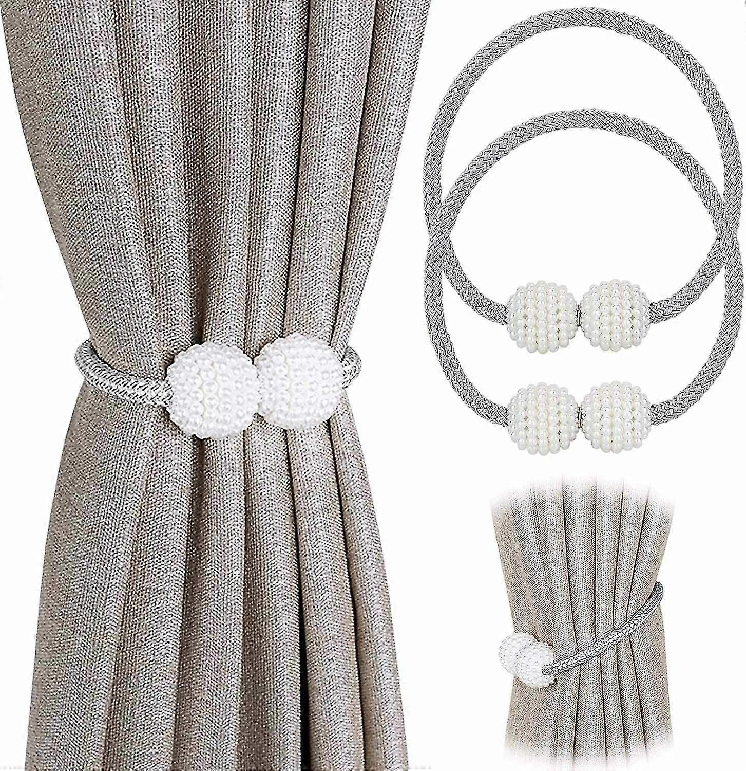Set of 2 Magnetic Curtain Tiebacks for Small, Thin or Sheer Curtains Curtain Tieback: Grey.