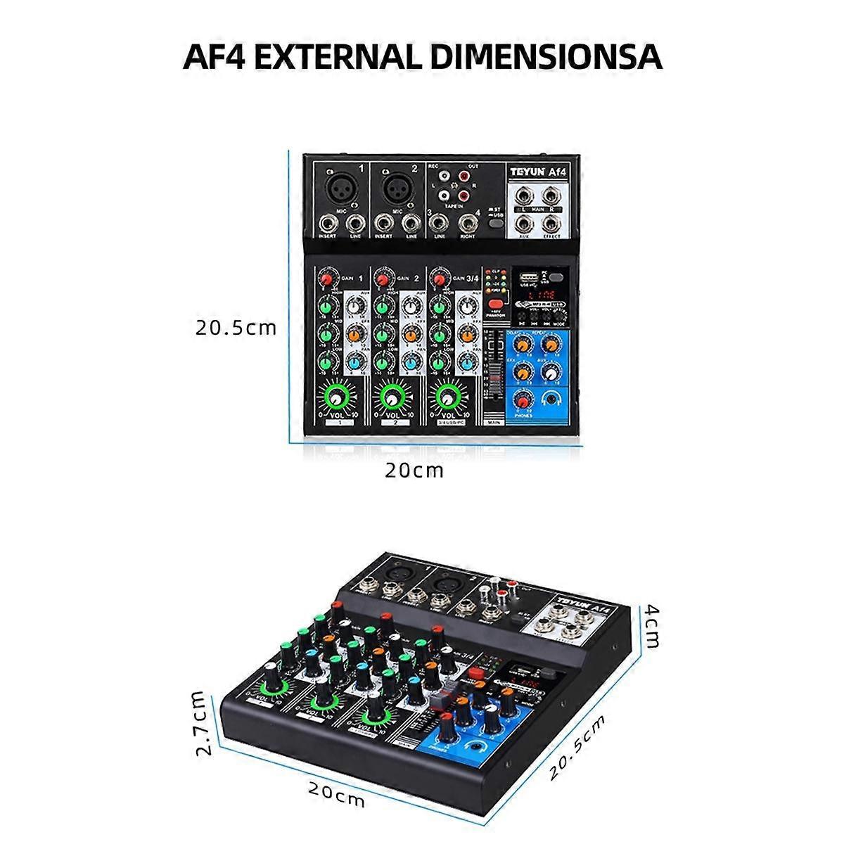 AF4 Mixing Console Analog Consoles Combined with Digital Sound Cards Bluetooth Usb Playback 4 Chan