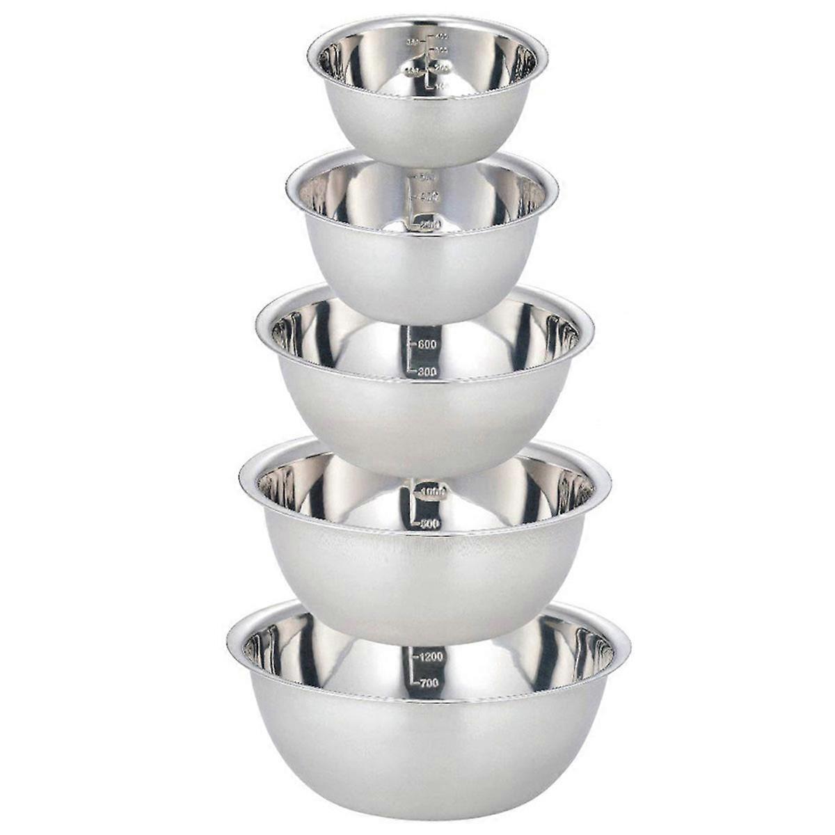 Stainless Steel Mixing Bowls (set Of 5) Non Slip Nesting Whisking Bowls Set Mixing Bowls For Salad Cooking Baking