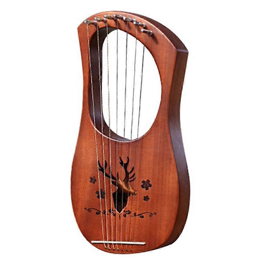 Harpe lyre à 7 cordes en acajou massif et cordes métalliques