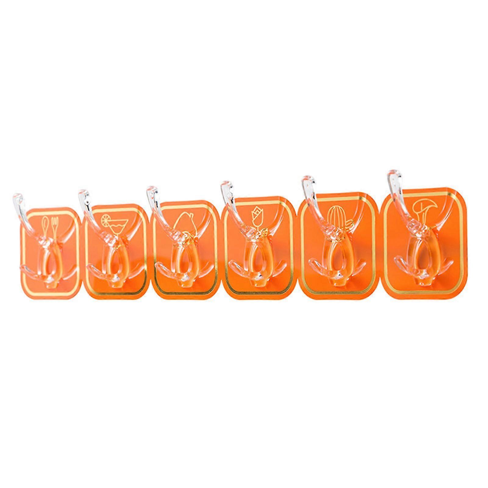 6-hook Self Adhesive Hooks Free Combination 6-hook Organizer For Wall Door Ceiling Corners