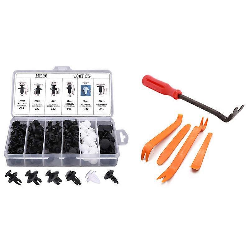100 pieces of mixed automobile fixing clips, bodest thrust retention pin, rivet bumper holder holder holder fixing kit attachments car accessories