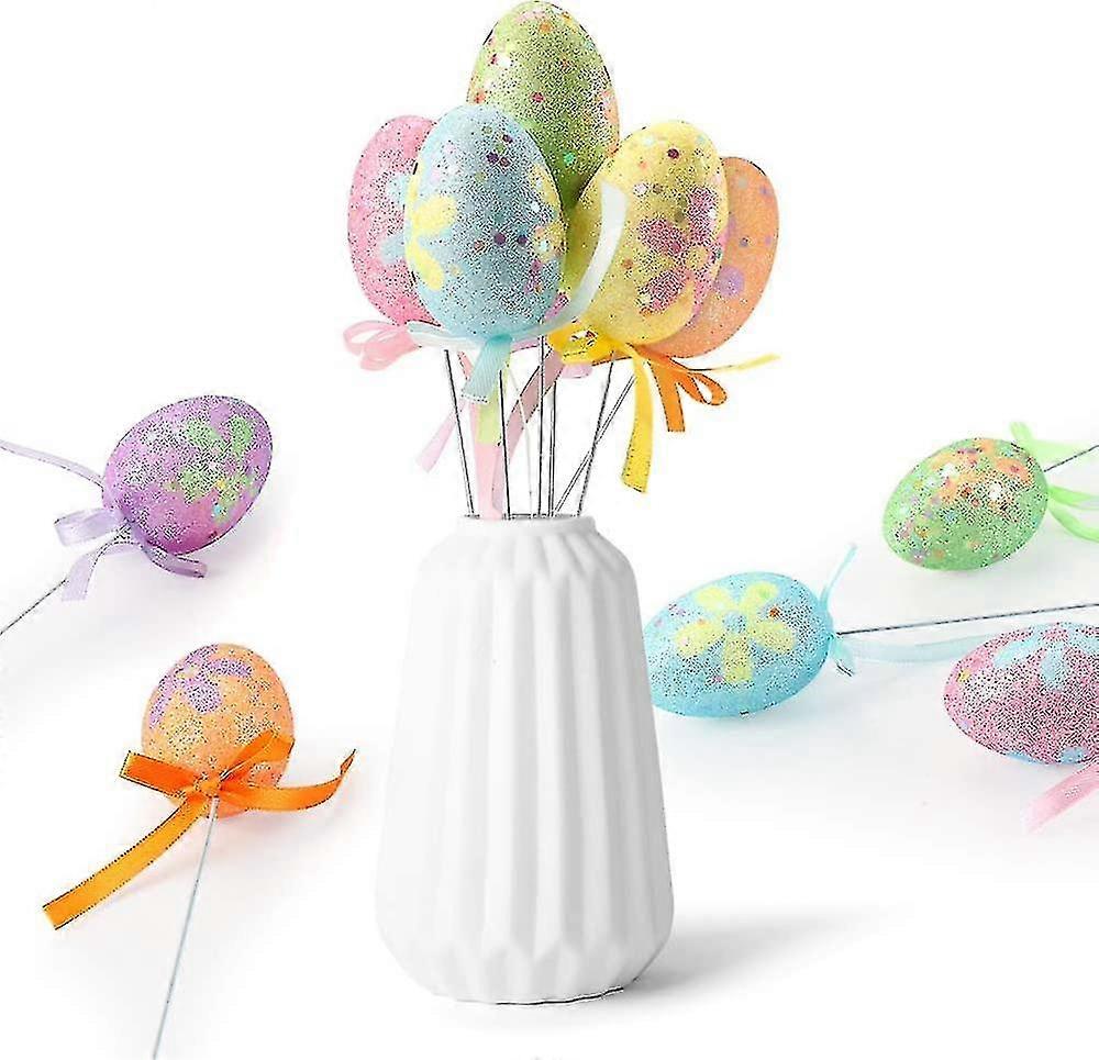 12 Colorful Easter Eggs, Styrofoam Egg Decoration Easter Decoration For Garden/door/window  Hy
