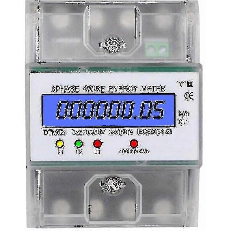 2024 מד אנרגיה תלת פאזי 4 חוטי 220/380V 5-80A צריכת אנרגיה קוט"ש מטר דין התקנת מסילה מד אנרגיה חשמלי דיגיטלי עם תאורה אחורית lcd