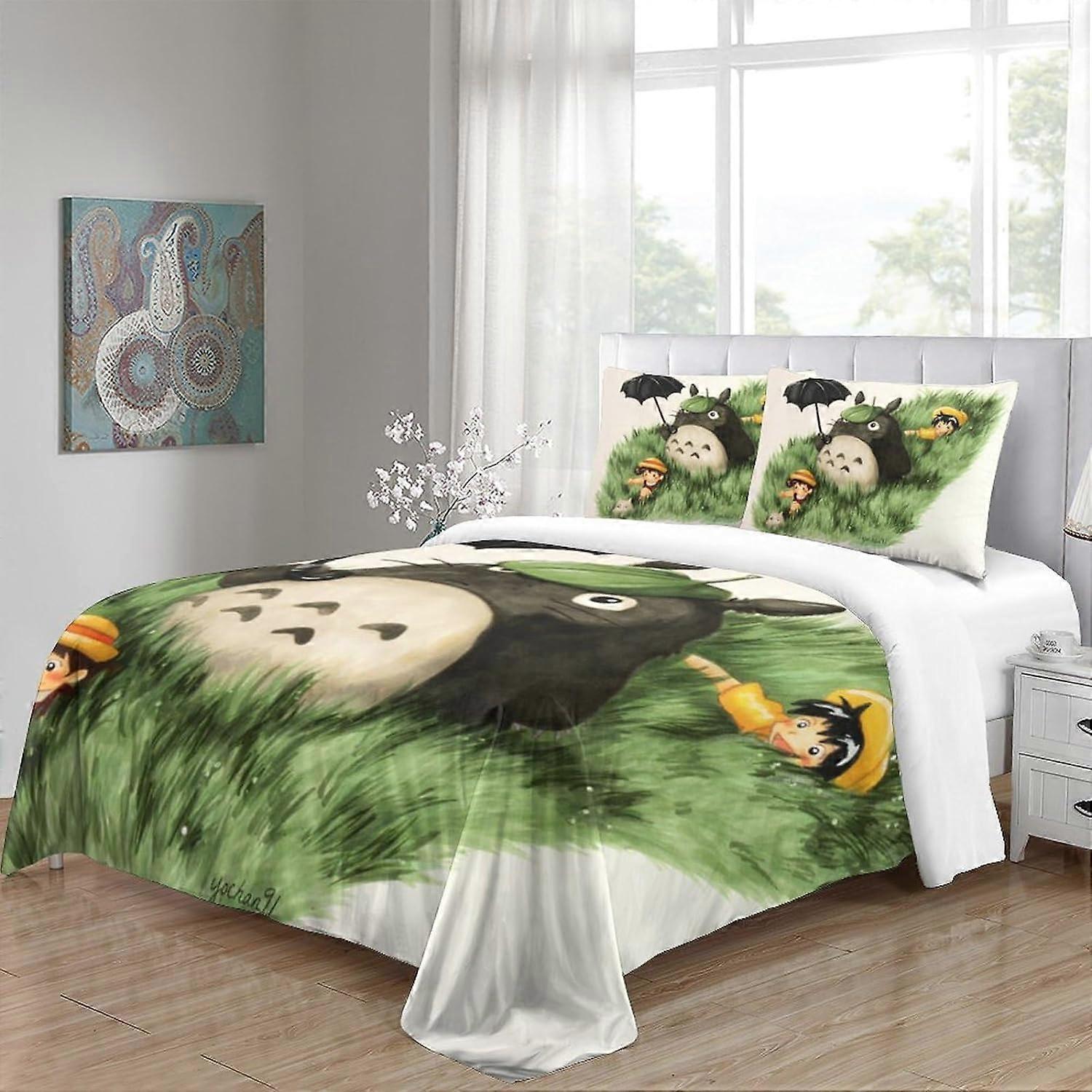 3D私の隣人のトトロ、漫画のトトロ寝具セット子供用羽毛布団カバー
