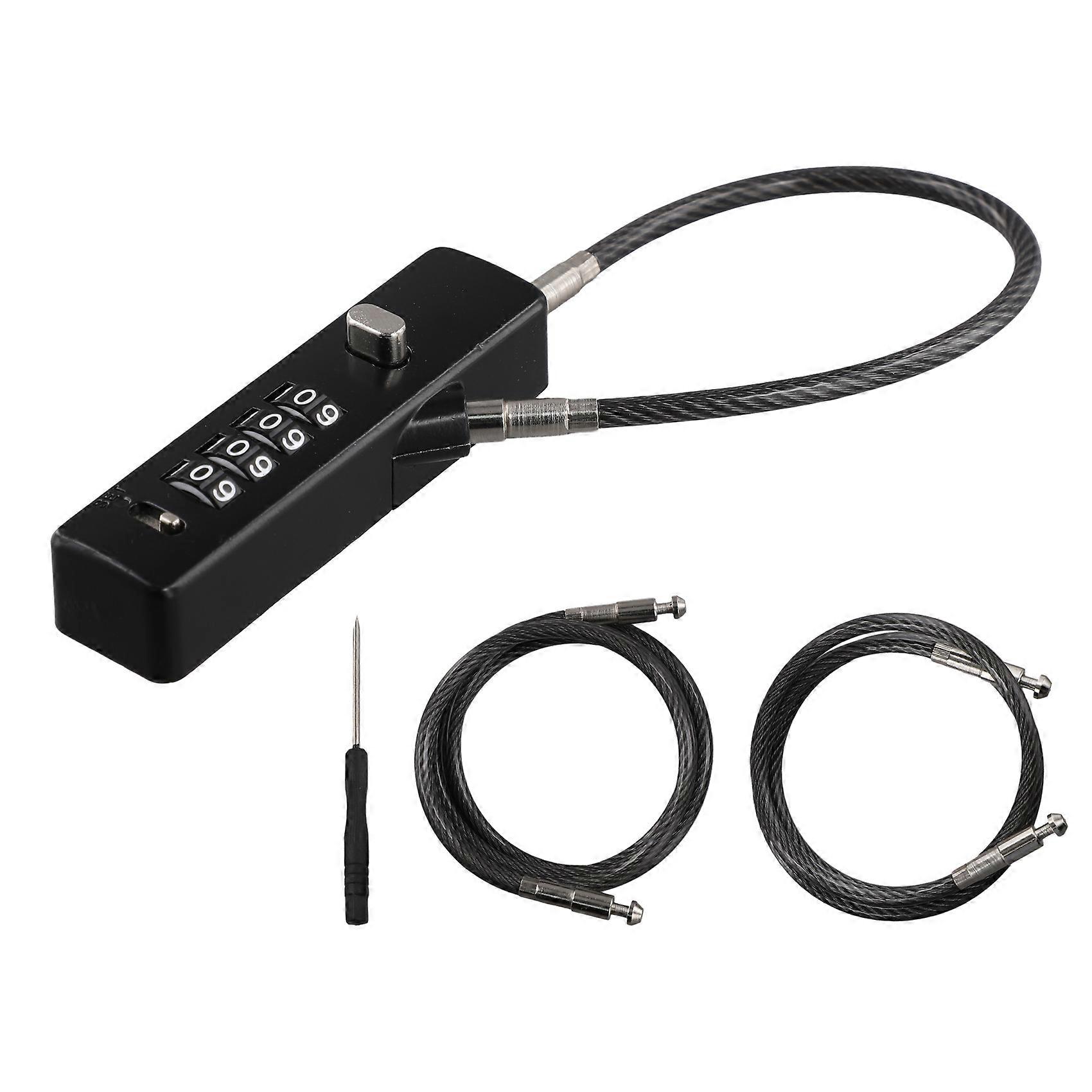 Cable Locks with Combination, 4-Digit Combination Lock with 3 Replaceable Different Lengths Steel Rope, for Cabinets