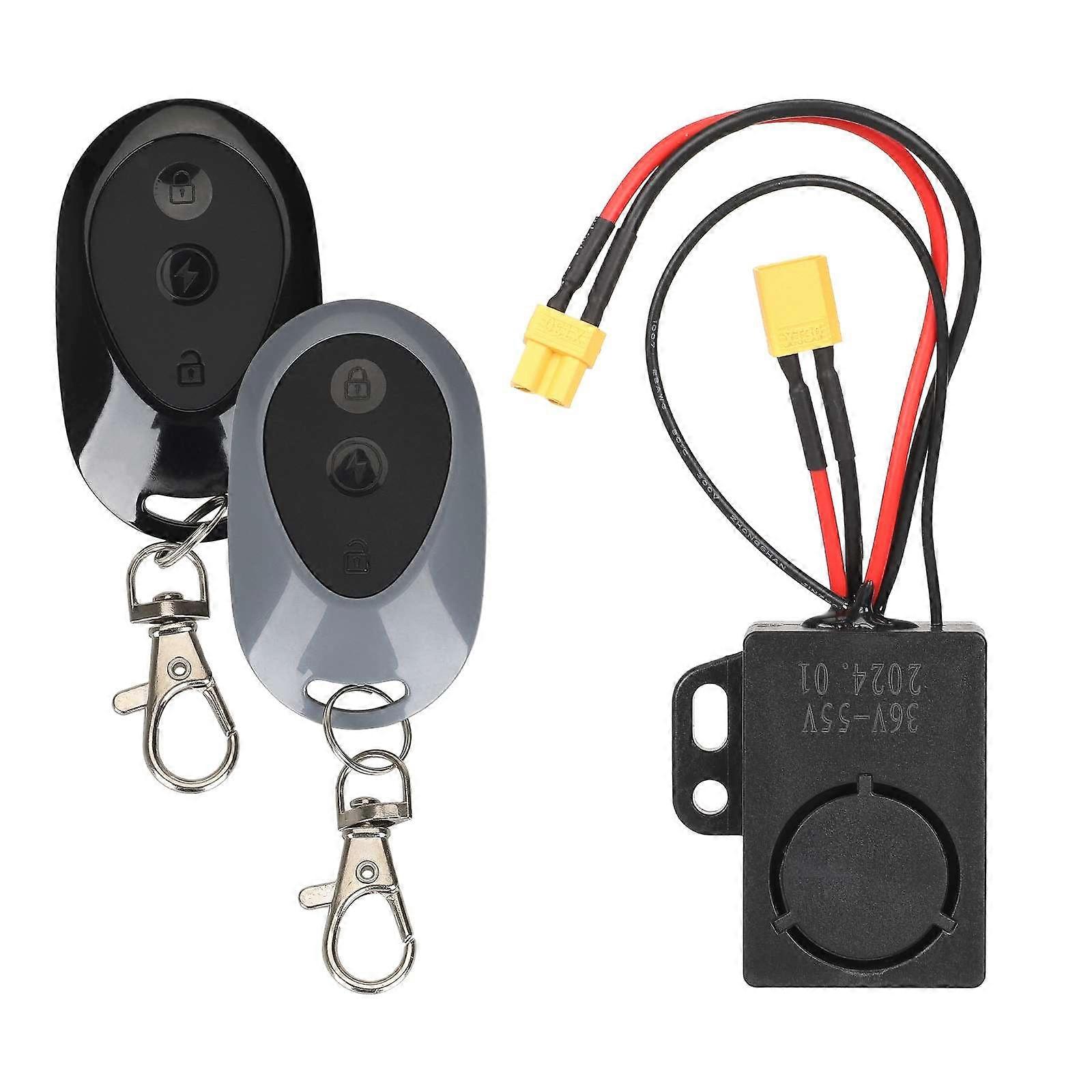 Electric Scooters Anti-Theft Device Vibration Alarm Waterproof One-Button Starter Support Vehicle Search Function with 2 Remote Controllers Compatible