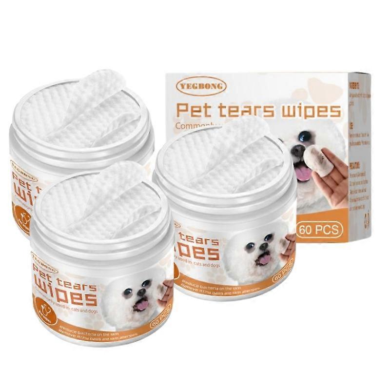 3X Pet Wet Wipes 60 Count for Cat Dog Eye Stain Cleaning Pads Portable Wet Pads Tow