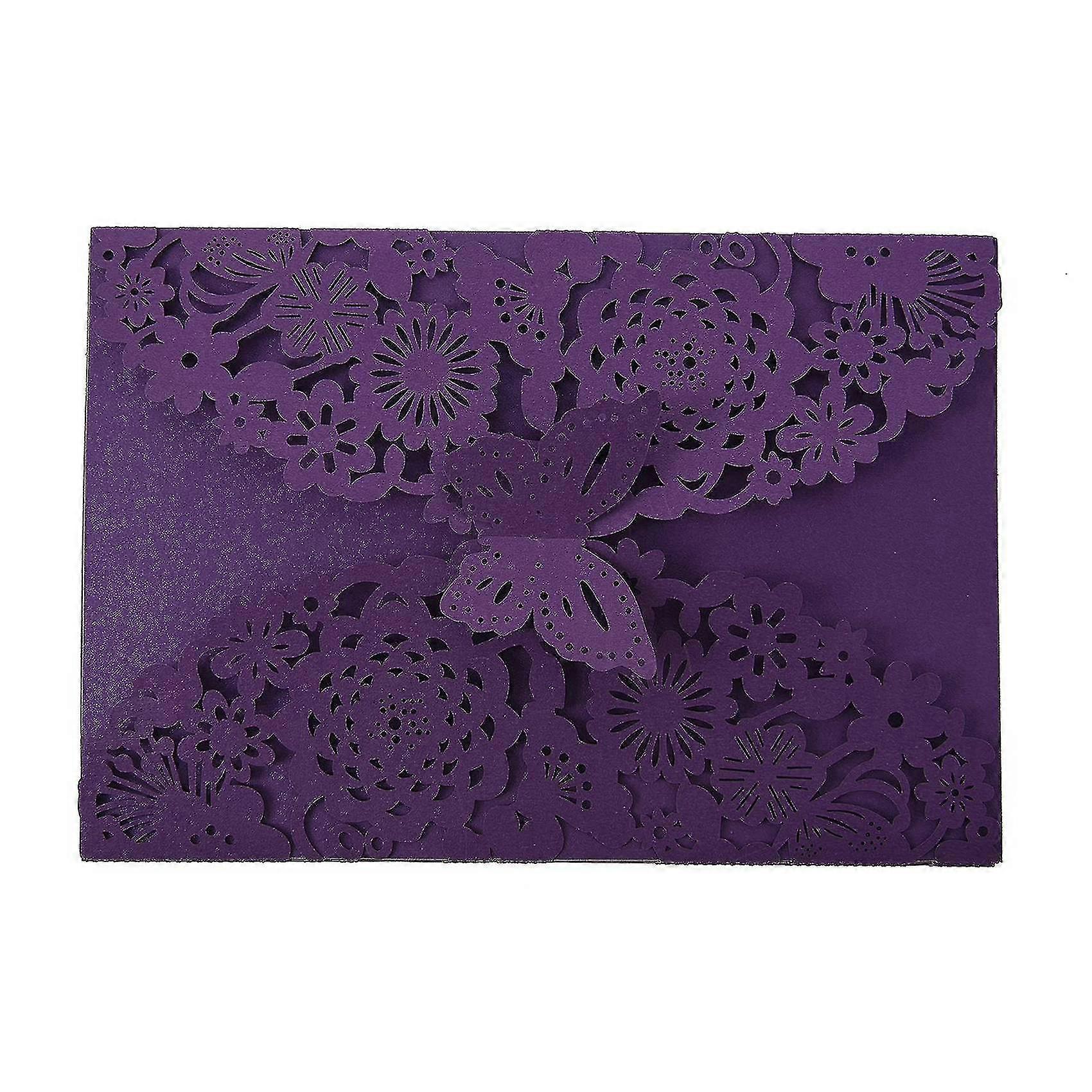 50pcs/set Delicate Carved Butterflies Romantic Wedding Party Invitation Card Envelope Invitations F