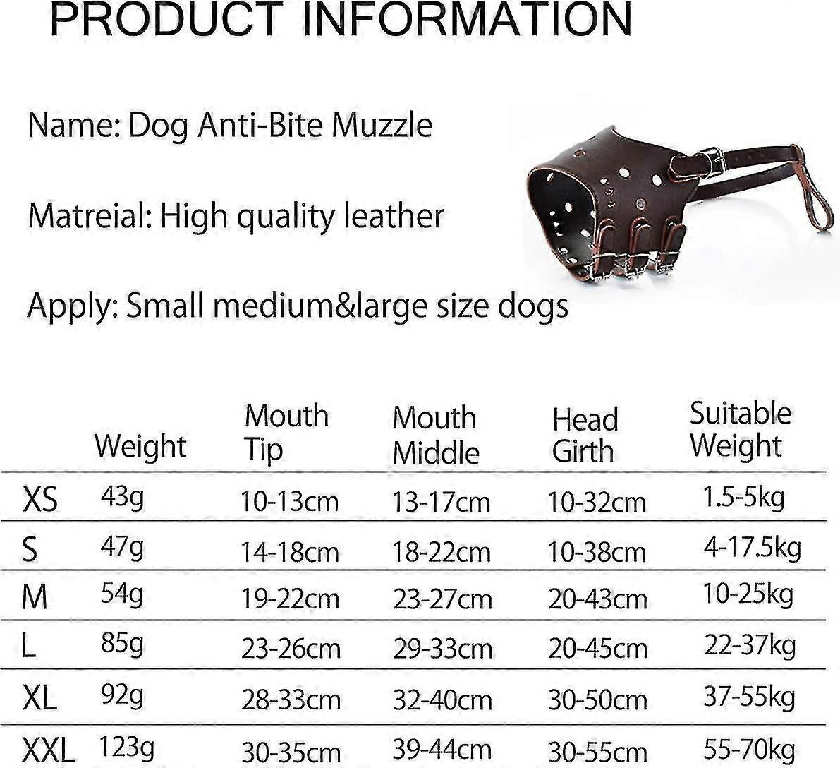 Leather Dog Muzzle Anti Bark Muzzle Dog Muzzle For Large Small Medium Dogs Starlight