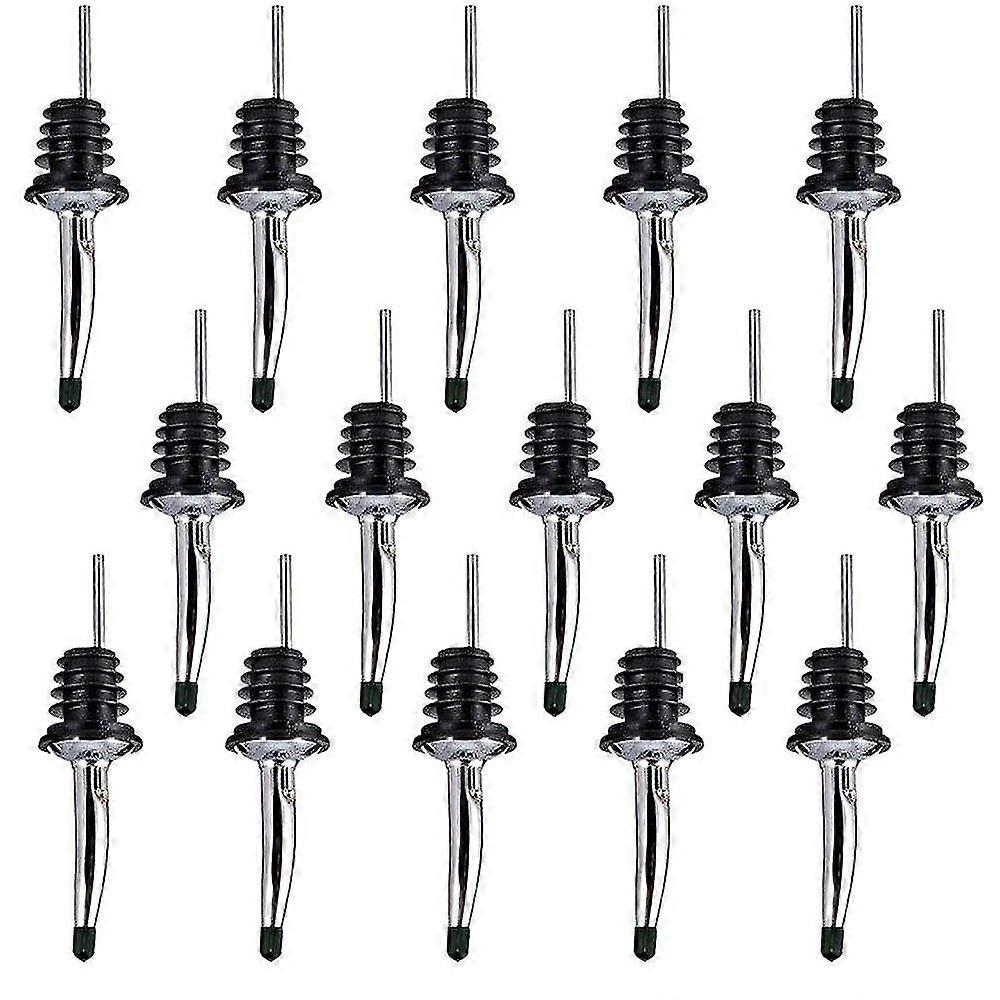 15 Pcs Stainless Steel Liquor Bottle Speed Pourers Tapered Spout With Rubber Dust Caps Perfect For Pubs, Clubs, Restaurants, Bars, Coffee Shops And Di
