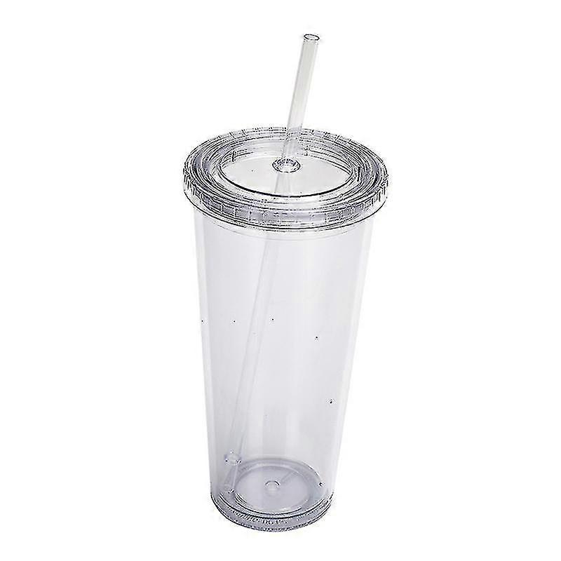 24oz Classic Wall Tumbler Cup With Lid, Reusable Straw