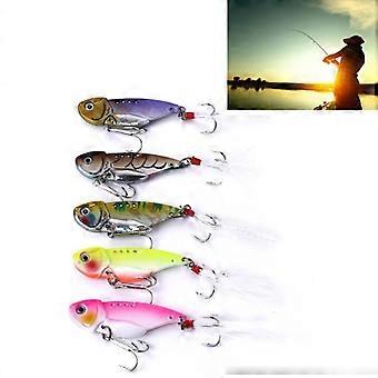 5 PCS 5.5cm/11g Luya Metal VIB Fishing Lures Bait Bionic Kit with Plastic Box