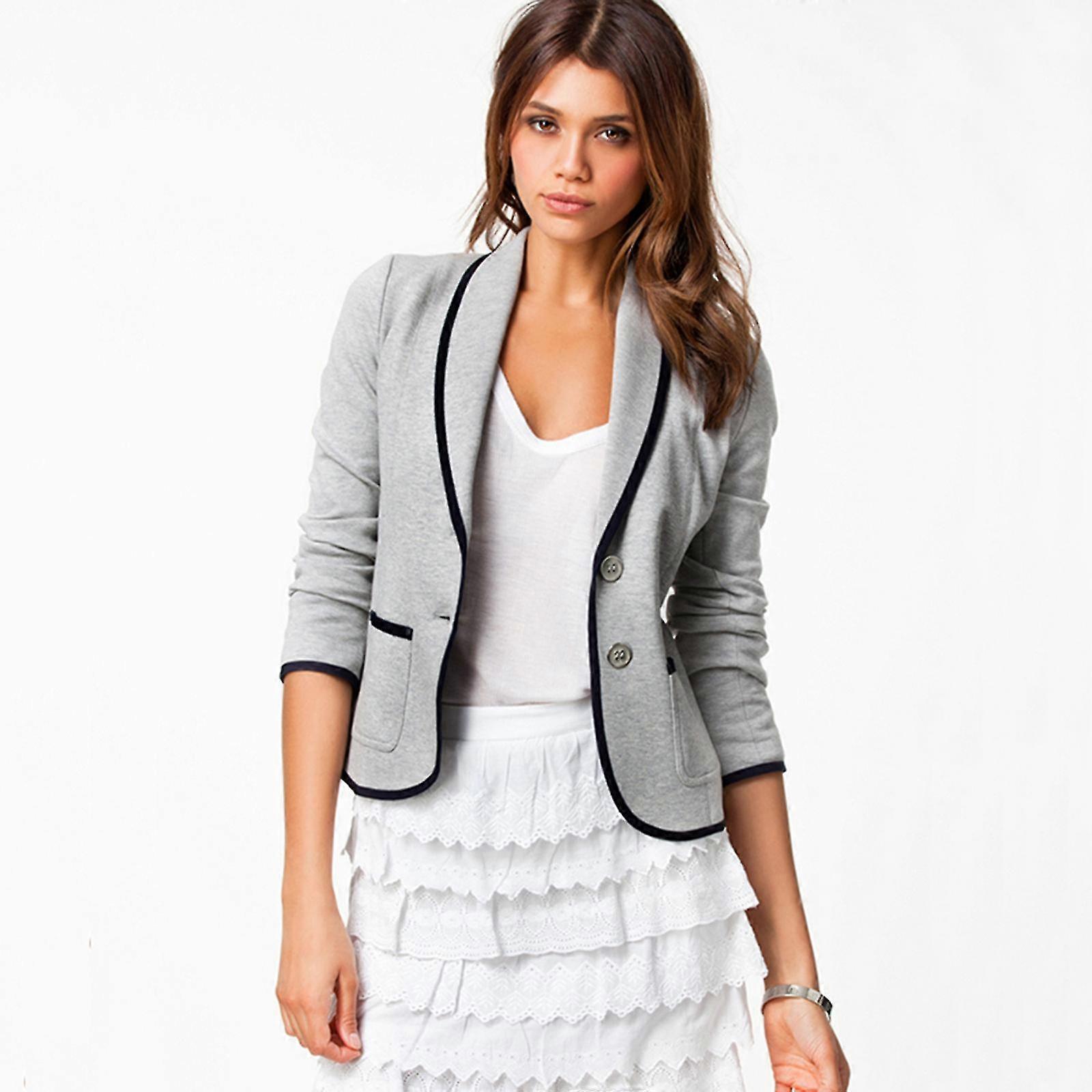 Dames Korte Blazer Suits Jacket Formele Work Cardigan Jas