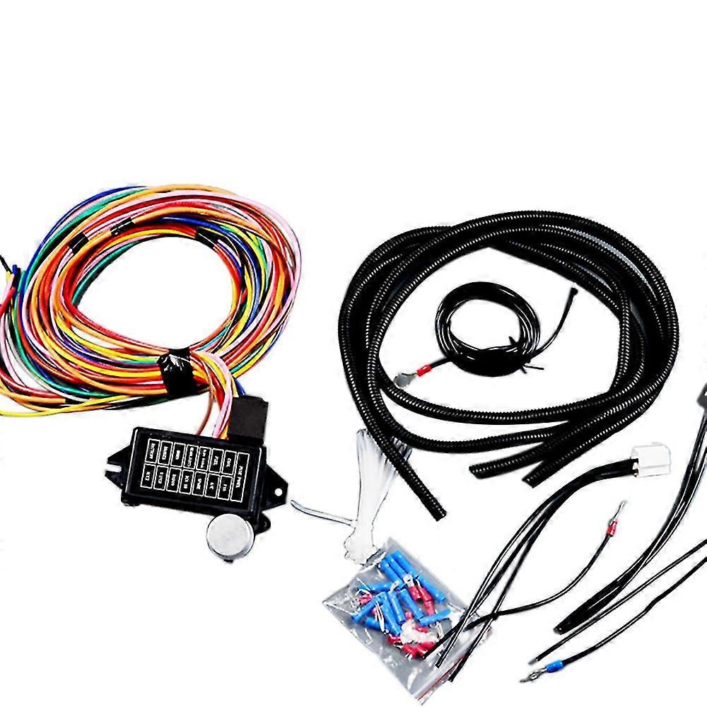 14-way Wiring Harness Circuit Wiring Kit Universal Street Rod Wire Harness Auto Modification Circui