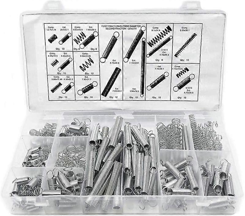 Compression and Extension Spring Assortment, Metal Steel Spring Assortment Hardware Kit, Assorted Springs with Storage Box, Tension Pressure Springs, 