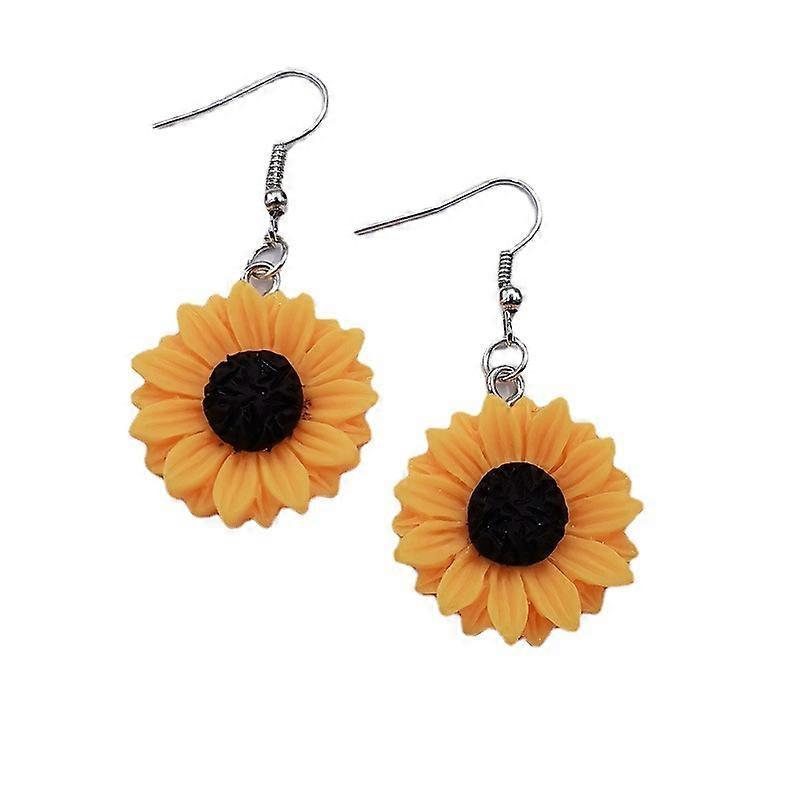 Sunflower Earrings For Women – Handmade Resin Dangle Earrings, Boho Gift Idea - View #12