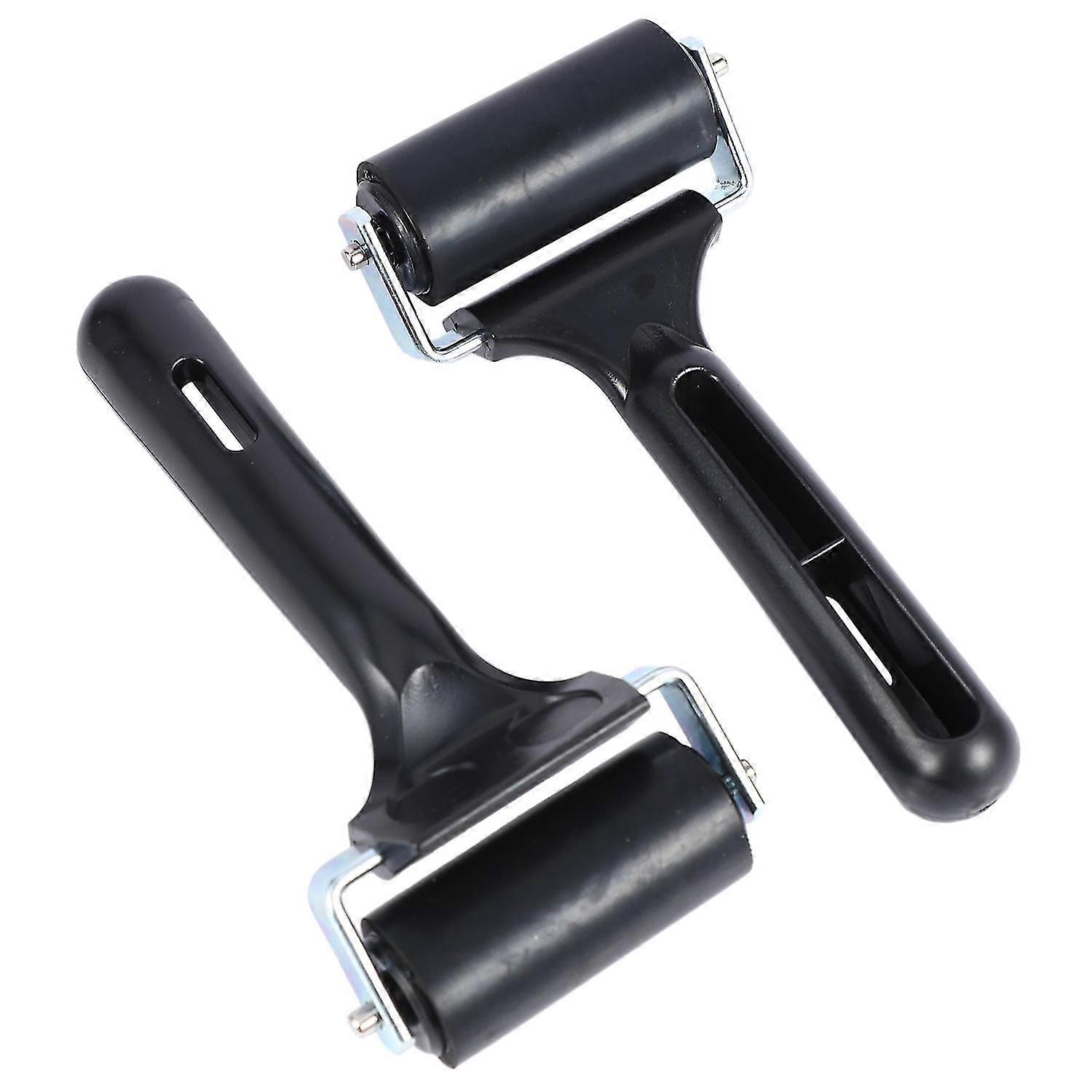2pcs/set Practical Black Durable Rubber Roller Brayer Paint Art Accessary Painting Supplies Tool