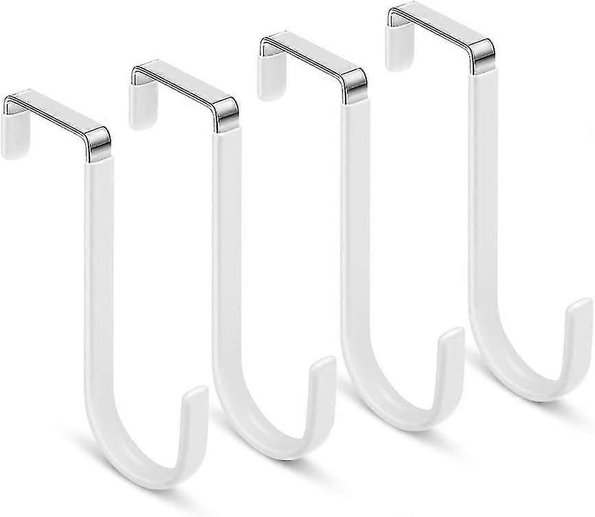 Over The Door Hook - 4 Pack Single Hooks Hanger Metal For Hanging Towel Coats