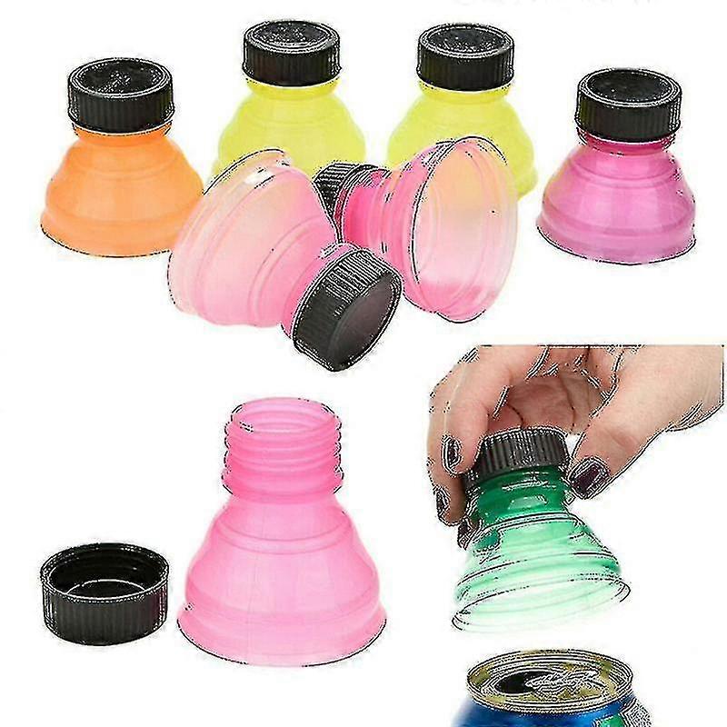 6pc Reusable Beverage Can Cap Cover Lid Soda Beer Flip Bottles Top Container Snap Leak Proof Sealing Drink Bottle Topper